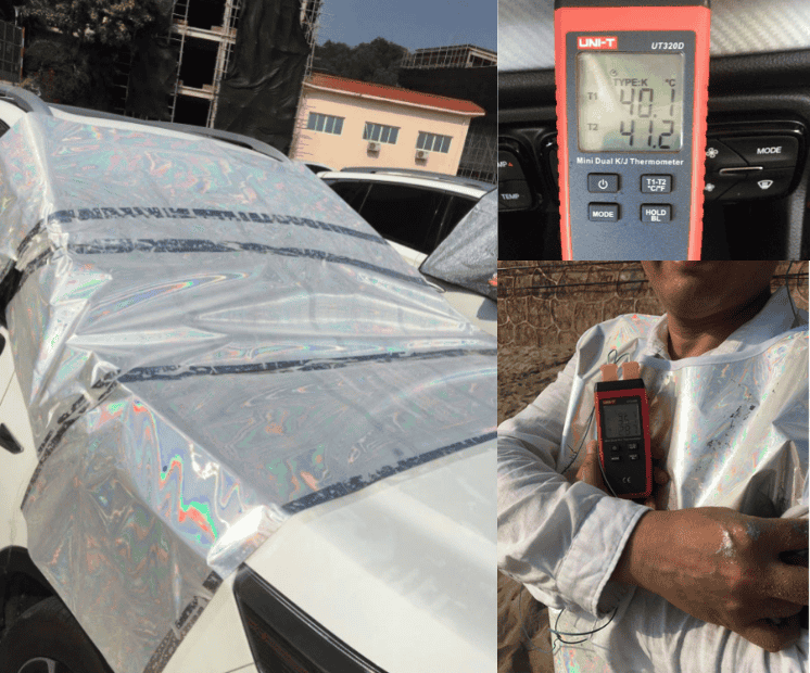 Self-Cooling Sun-protection Car Cover and Clothing Application tested in China mainland 